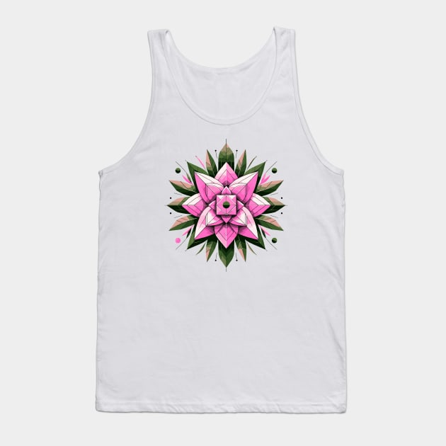 Pink Abstract Flower Tank Top by Siha Arts